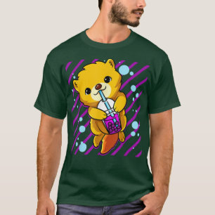 T-shirt Boba Tea Buble Tea Cute Kawaii Otter Pour Pearl Te