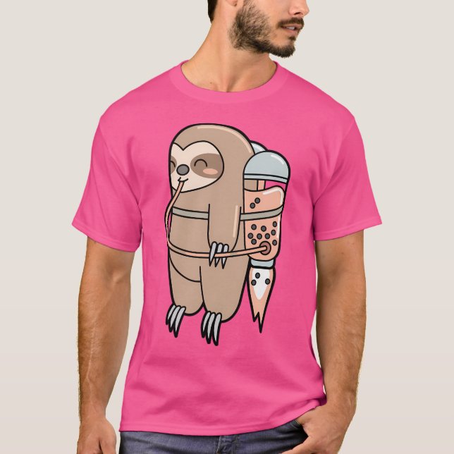 T-shirt Boba Tea Buble Tea Cute Kawaii Sloth (Devant)