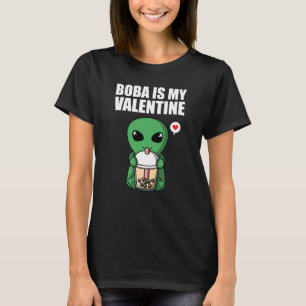 T-shirt Boba Tea est mon Alien Valentine UFO Anti Valentin