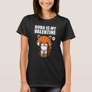 T-shirt Boba Tea est mon Valentine Red Panda Anti Valentin