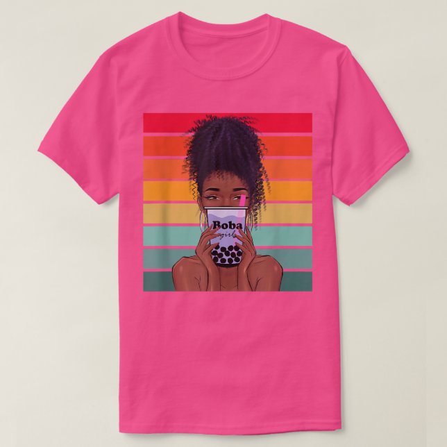 T-shirt Boba Tea Femme noire Anime Kawaii Girl Boba Femmes (Design devant)
