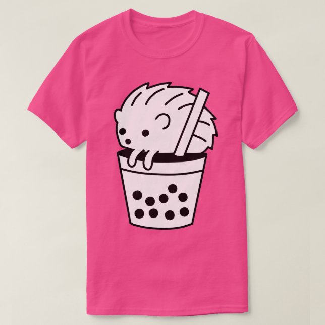 T-shirt Boba Tea Hedgehog noir et blanc (Design devant)