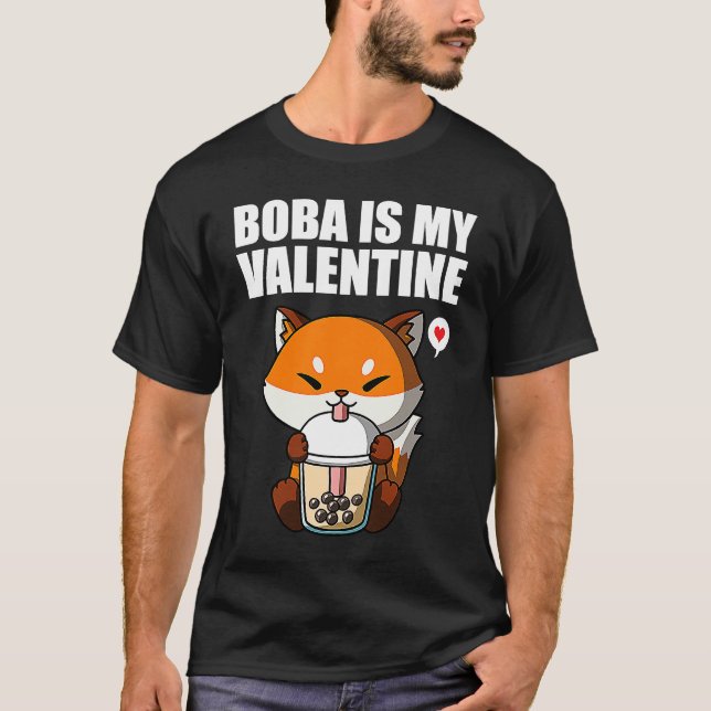 T-shirt Boba Tea is My Valentine Fox Anti Valentines Day 1 (Devant)