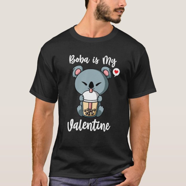 T-shirt Boba Tea is My Valentine Koala Bear Anti Valentine (Devant)