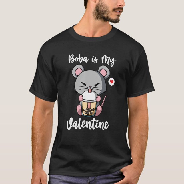 T-shirt Boba Tea is My Valentine Rat Anti Valentines Day (Devant)