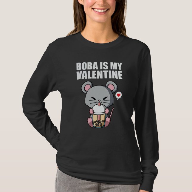 T-shirt Boba Tea is My Valentine Rat Anti Valentines Day (Devant)