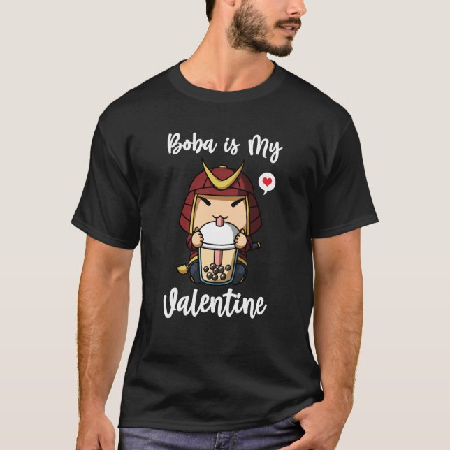 T-shirt Boba Tea is My Valentine Samurai Anti Valentines D (Devant)