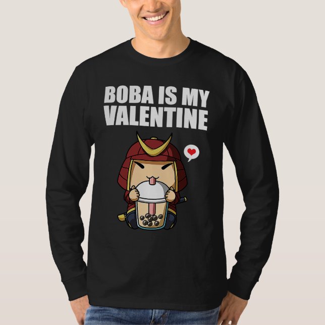 T-shirt Boba Tea is My Valentine Samurai Anti Valentines D (Devant)