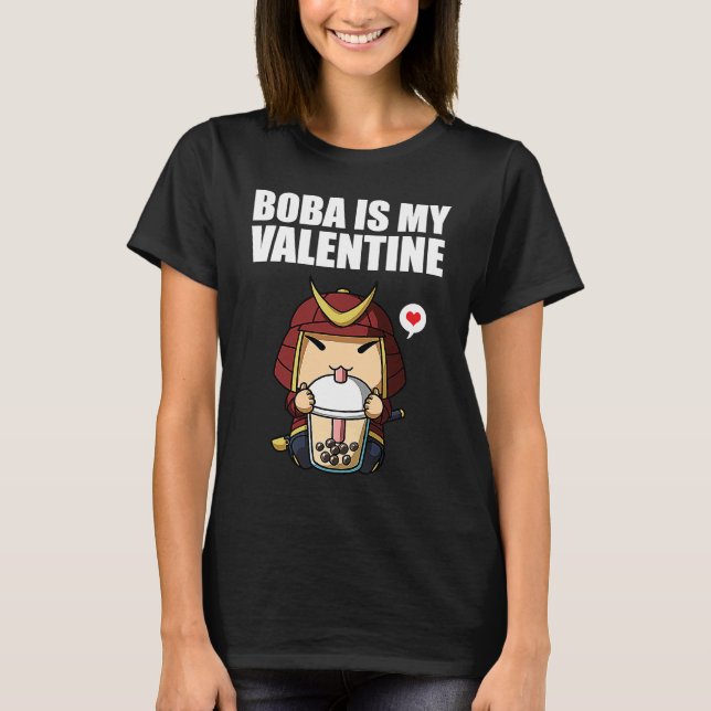 T-shirt Boba Tea is My Valentine Samurai Anti Valentines D (Devant)