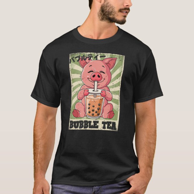 T-shirt Boba Tea Pig Bubble Tea (Devant)