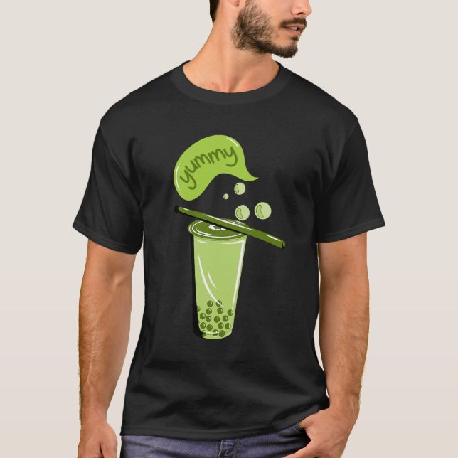 T-shirt boba thé bulle lait matcha thé vert amant thé vert (Devant)