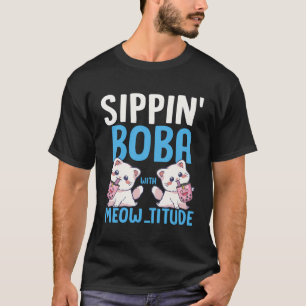 T-shirt Boba Thé Chat Amoureux des animaux Lait Coréen Ani
