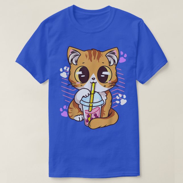 T-shirt Boba Thé Chat Bubble Thé Kawaii Anime Japonaise Fi (Design devant)