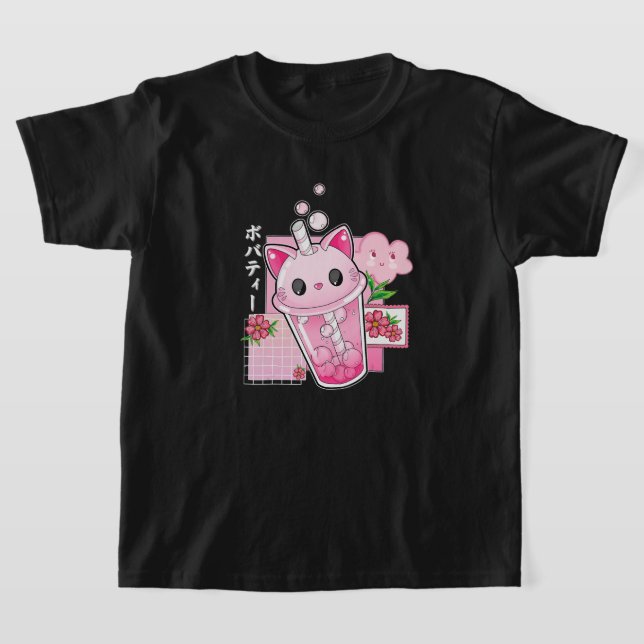 T-shirt Boba Thé Chat Bubble Thé Kawaii Anime Japonaise Fi (Poser)