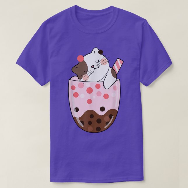 T-shirt Boba Thé Chat Bubble Thé Kawaii Anime Japonaise Fi (Design devant)