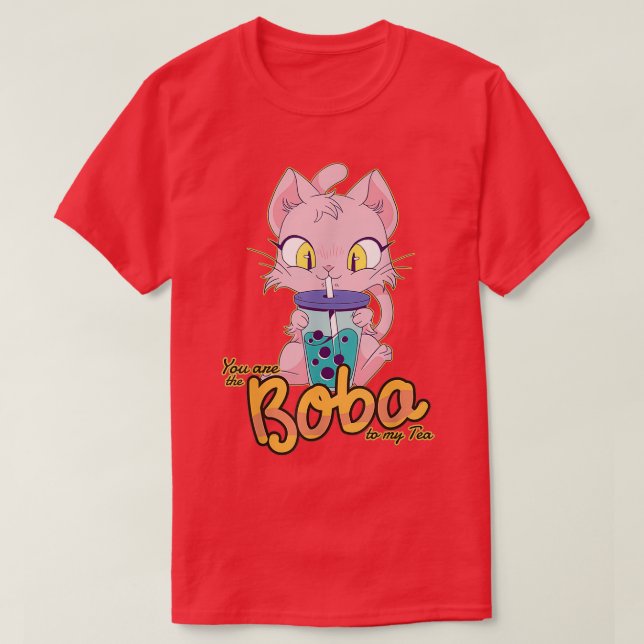 T-shirt Boba Thé Chat Drôle Buble Thé (Design devant)