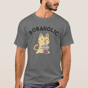 T-shirt Bobaholic Chat Kawaii Bubble Lait Boba Tea