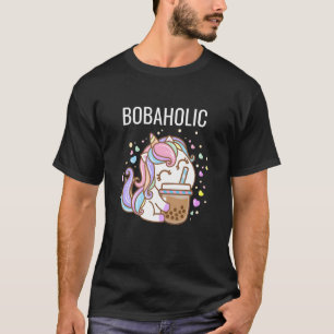 T-shirt Bobaholic Funny Unicorne Bubble Tea Shirts Femmes