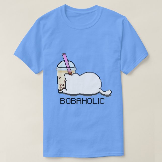 T-shirt Bobaholic Pixel Chat Aime Boba Tea (Design devant)