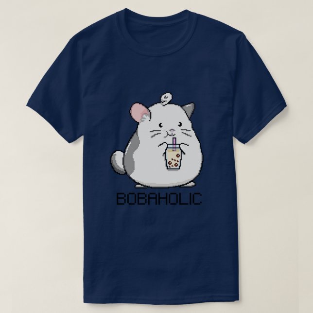T-shirt Bobaholic Pixel Mouse Aime Boba Tea (Design devant)