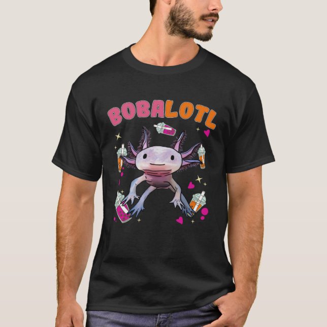 T-shirt Bobalotl Axolotl Boba Tea Bubble Milk (Devant)