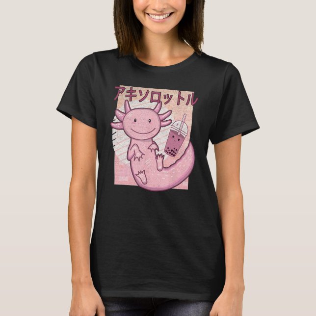 T-shirt Bobalotl Axolotl Milk Tea Axolotl Drinking Boba Te (Devant)