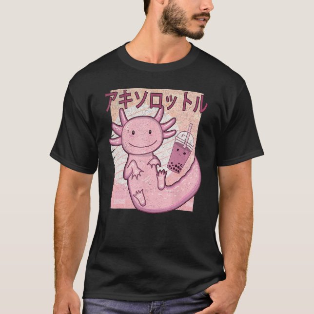 T-shirt Bobalotl Axolotl Milk Tea Axolotl Drinking Boba Te (Devant)