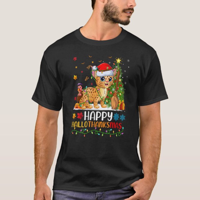 T-shirt Bobcat Animal Happy Bobcat Hellothanksmas (Devant)