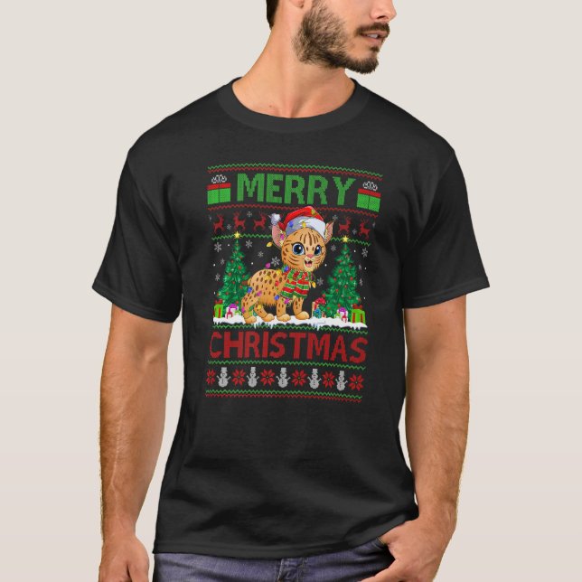 T-shirt Bobcat Xmas Arbre Lumières Père Noël laid Bobcat C (Devant)