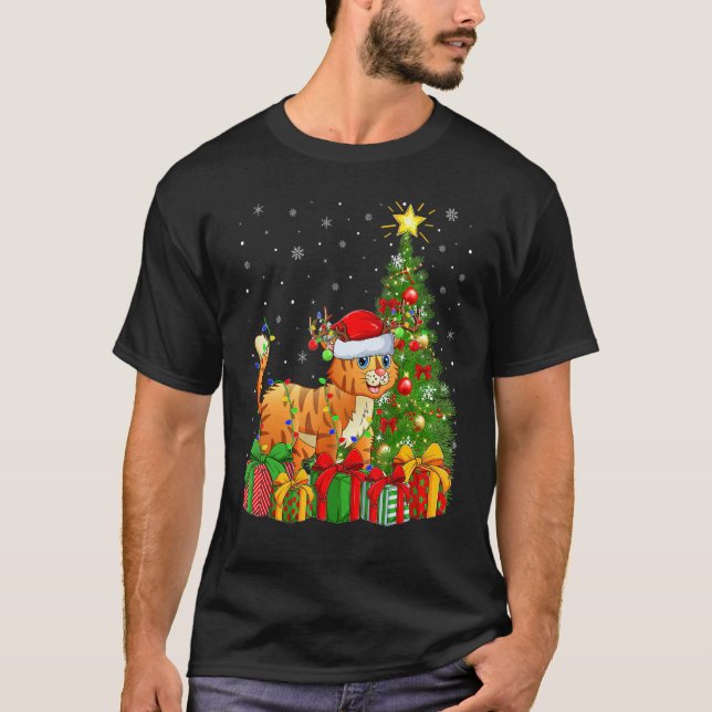 T-shirt Bobcat   Xmas Holiday Santa Bobcat Christmas Tree (Devant)