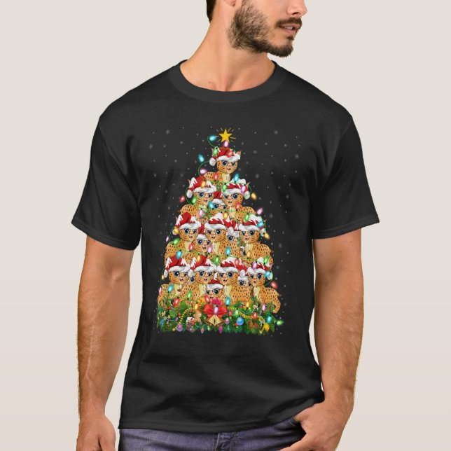 T-shirt Bobcat   Xmas Lights Santa Bobcat Christmas Tree (Devant)
