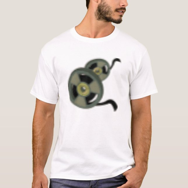 T-SHIRT BOBINE DE FILM DE BANDE DE MUSIQUE DE PIXEL (Devant)
