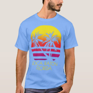 T-shirt Boca Raton Floride Vintage Coucher de soleil tropi