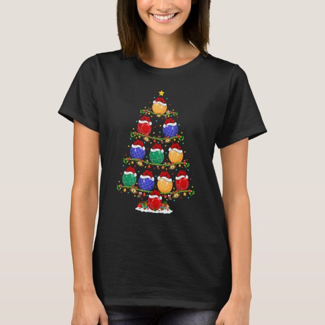 T-shirt Bocce Sports   Lights Xmas Santa Bocce Christmas T (Devant)