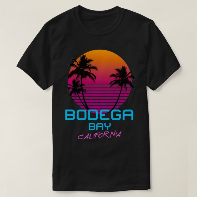T-shirt Bodega Bay California Retro 80s (Design devant)