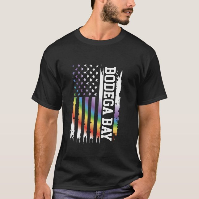 T-shirt Bodega Bay États-Unis Arc-en-ciel désorganisé avec (Devant)