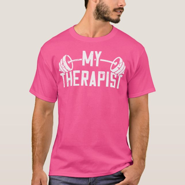 T-shirt Bodybuilder Dit Barbell Bodybuilding My Therapi (Devant)