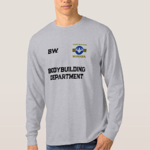 T-shirt Bodybuilder Humour de chantier panneau bleu
