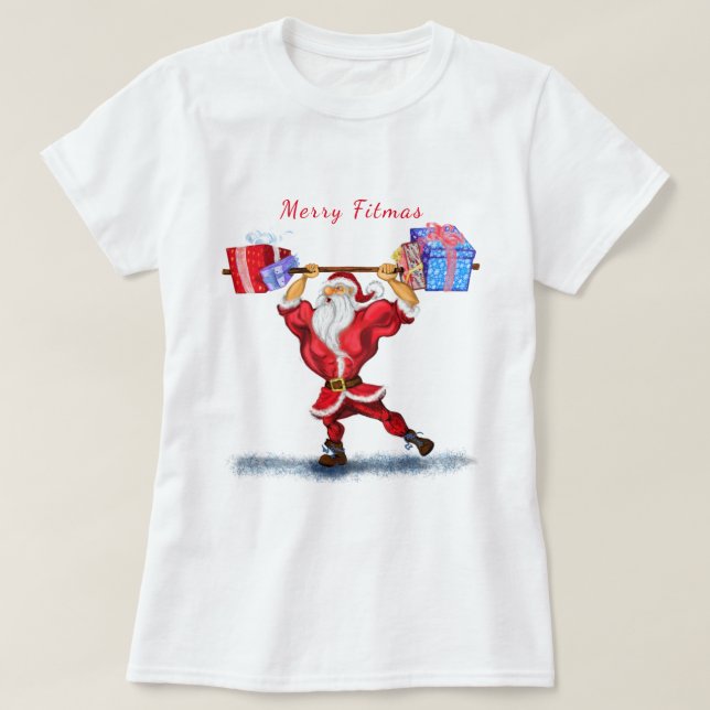 T-shirt Bodybuilder Santa Claus - Cadeaux de Noël - Drôle (Design devant)