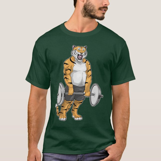 T-shirt Bodybuilder Tiger Dumbbell Bodybuilding (Devant)