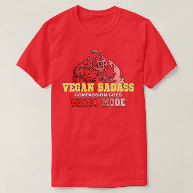 T-shirt Bodybuilder Vegan Gorilla Badass (Design devant)