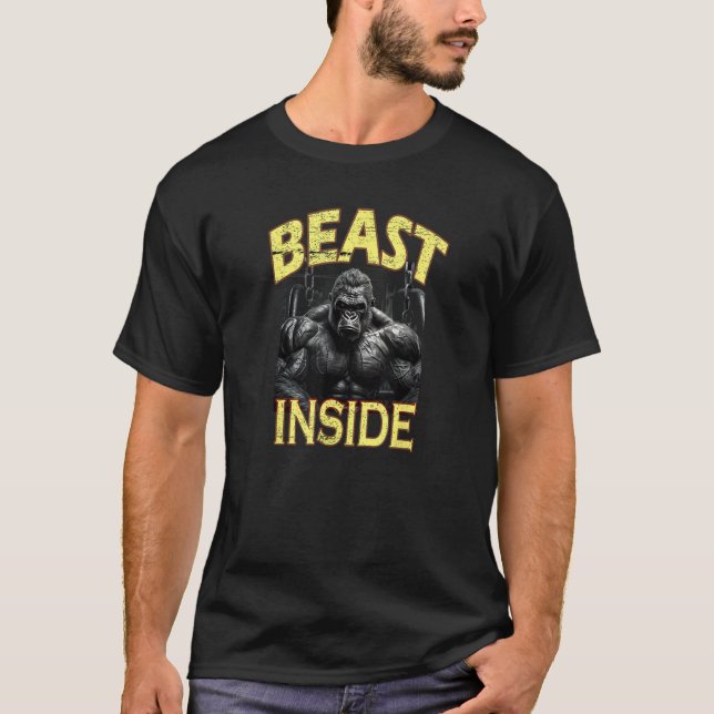 T-shirt Bodybuilding Gorilla Gym Fitness Beast Inside (Devant)