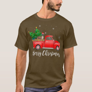 T-shirt Boer Chien équitation Camion Rouge Noël 