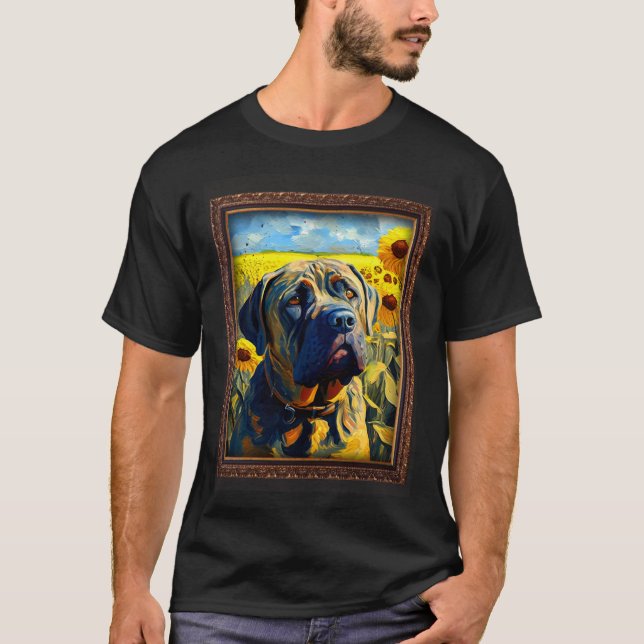 T-shirt Boerboel Painting Sunflower Flower Mom Women Flora (Devant)