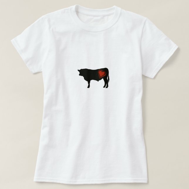 T-shirt Boeuf noir d'Angus d'amour (Design devant)