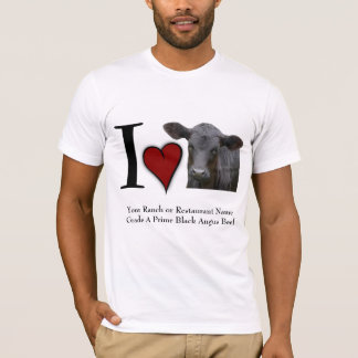 T-shirt Boeuf noir d'Angus du coeur I