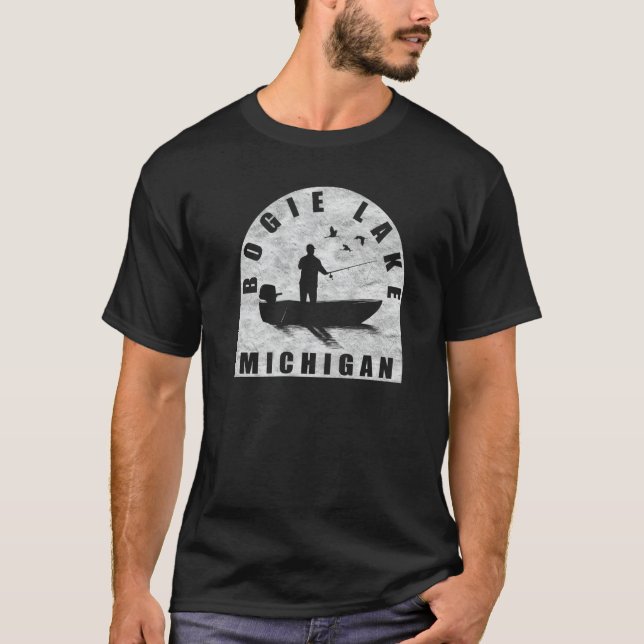T-shirt Bogie Lake Fishing Michigan (Devant)