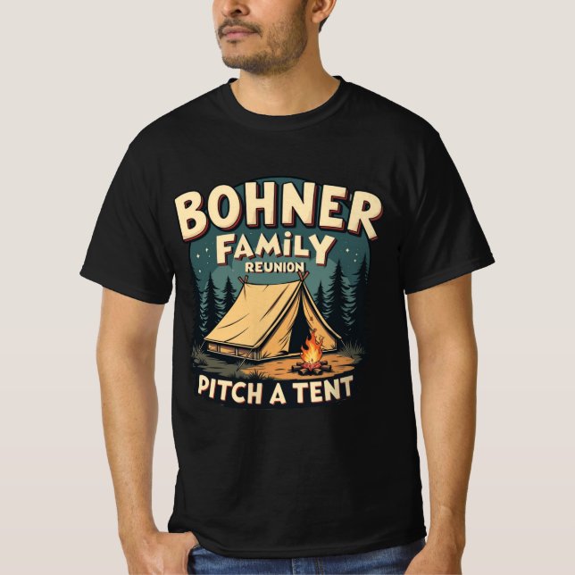 T-shirt Bohner Family Reunion - Pitch a Tente Retro Campin (Devant)