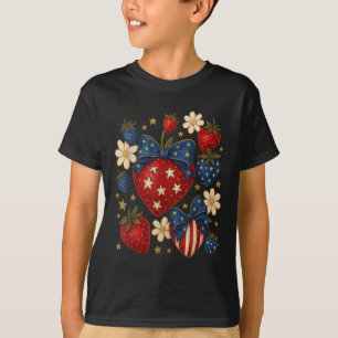 T-shirt Boho 4 juillet fraise Cute Coquette Indépendante