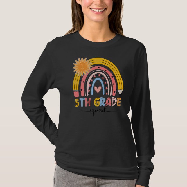 T-shirt Boho Arc-en-ciel 5e année Enseignant d'équipe Prem (Devant)